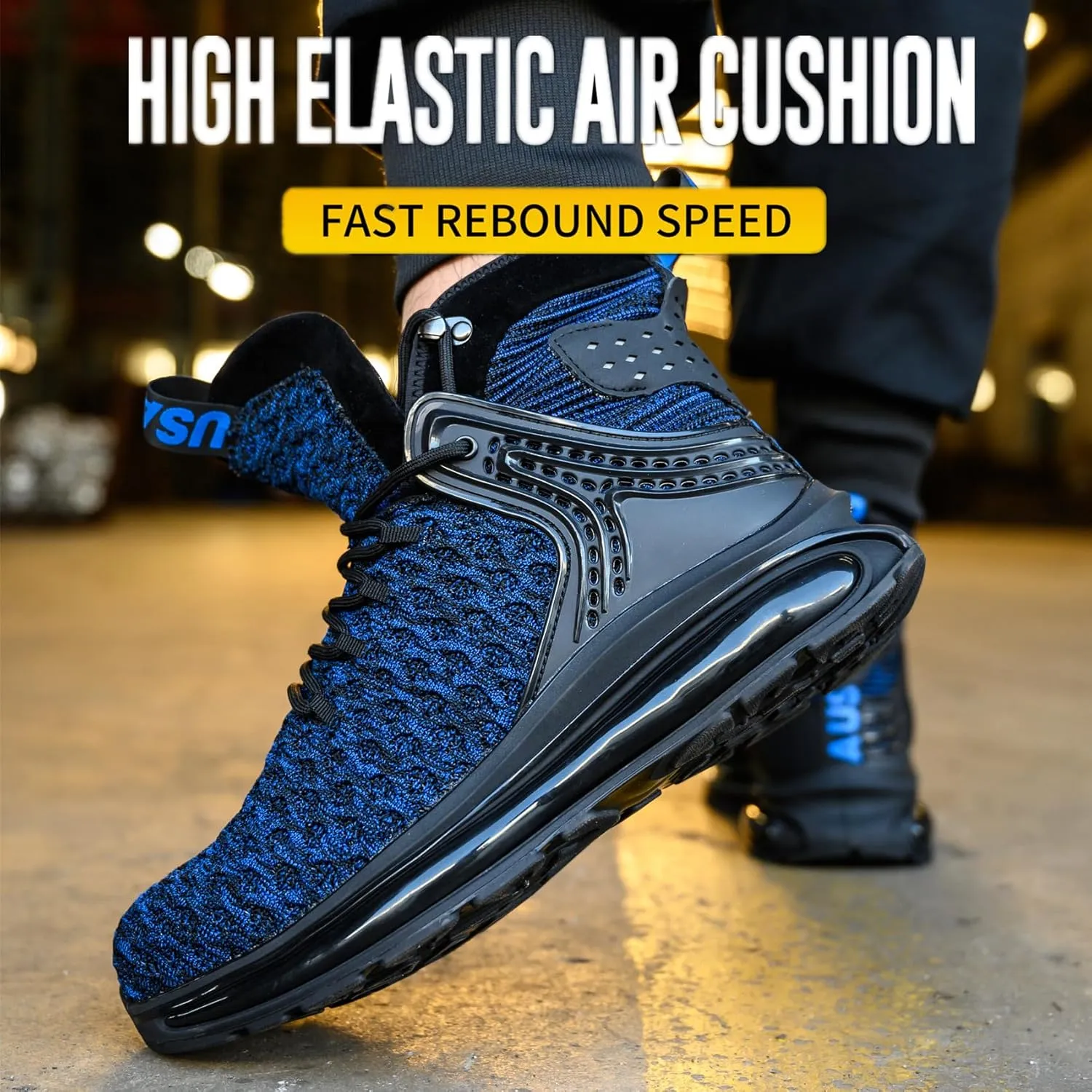 SYLPHID Men Steel Toe Sneakers Women Safety Shoes High top Work Shoe with Air Cushion Lightweight Breathable Puncture Proof