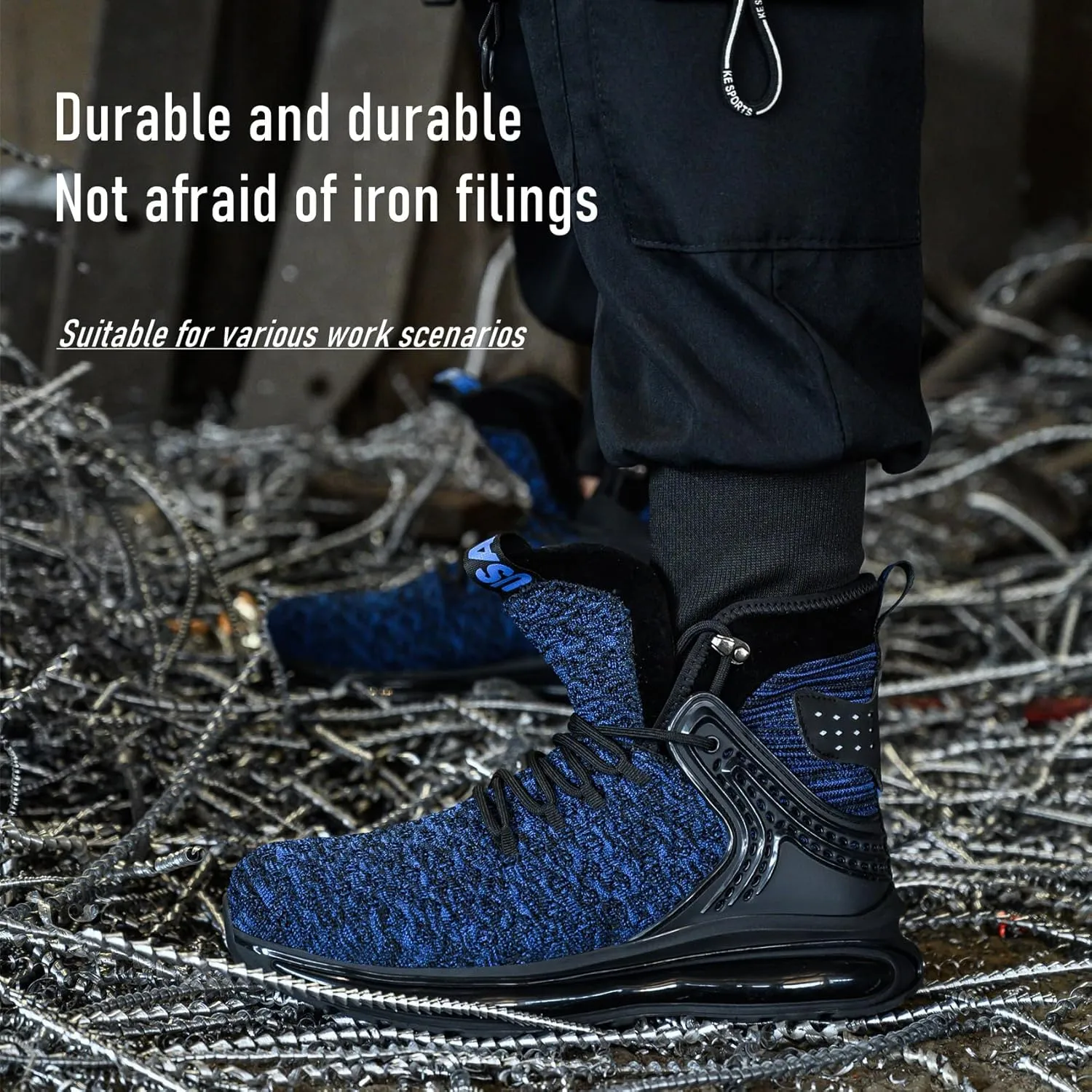 SYLPHID Men Steel Toe Sneakers Women Safety Shoes High top Work Shoe with Air Cushion Lightweight Breathable Puncture Proof