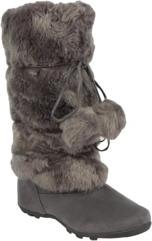 Talia-Hi Women Mukluk Faux Fur Boot Mid Calf Winter (10, Gray)
