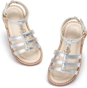THEE BRON Toddler Girls Gladiator Sandals - Cushioned Comfy Shoes for Princess Summer Play