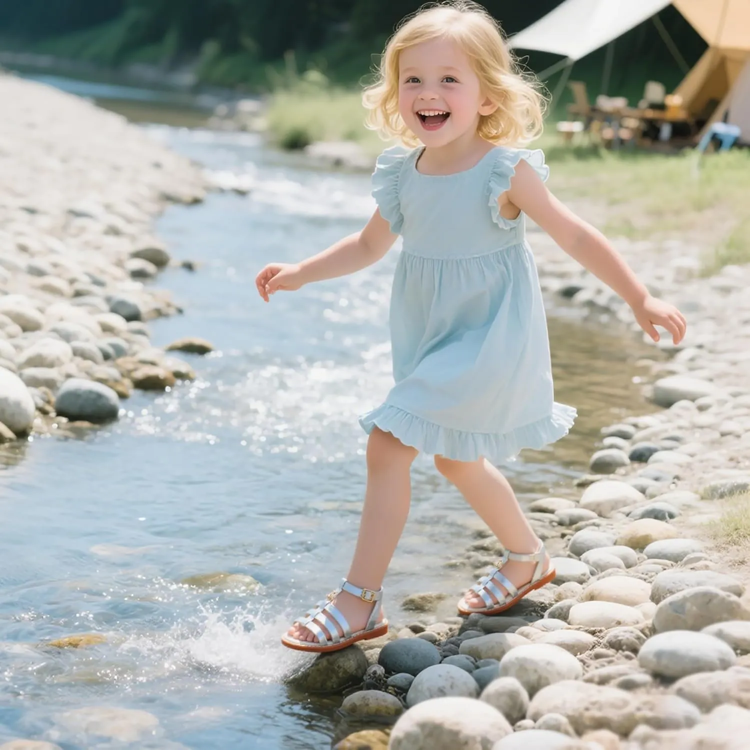THEE BRON Toddler Girls Gladiator Sandals - Cushioned Comfy Shoes for Princess Summer Play