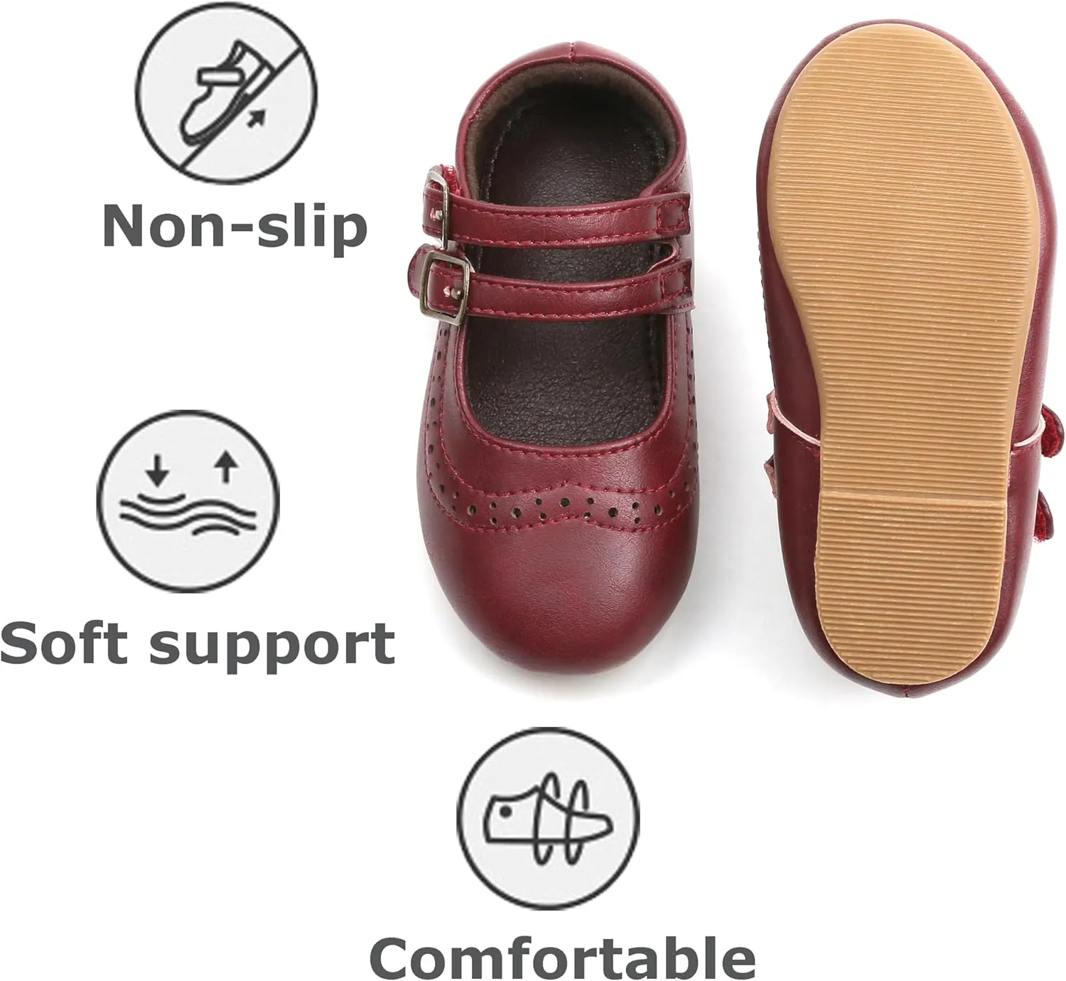 THEE BRON Toddler Mary Janes | Arch Support Leather Princess Shoes | Birthday Party Flats
