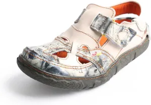 TMA EYES Floral Leather Spliced Hollow Women's Shoes Hook and Loop Women's Casual Breathable Shoes