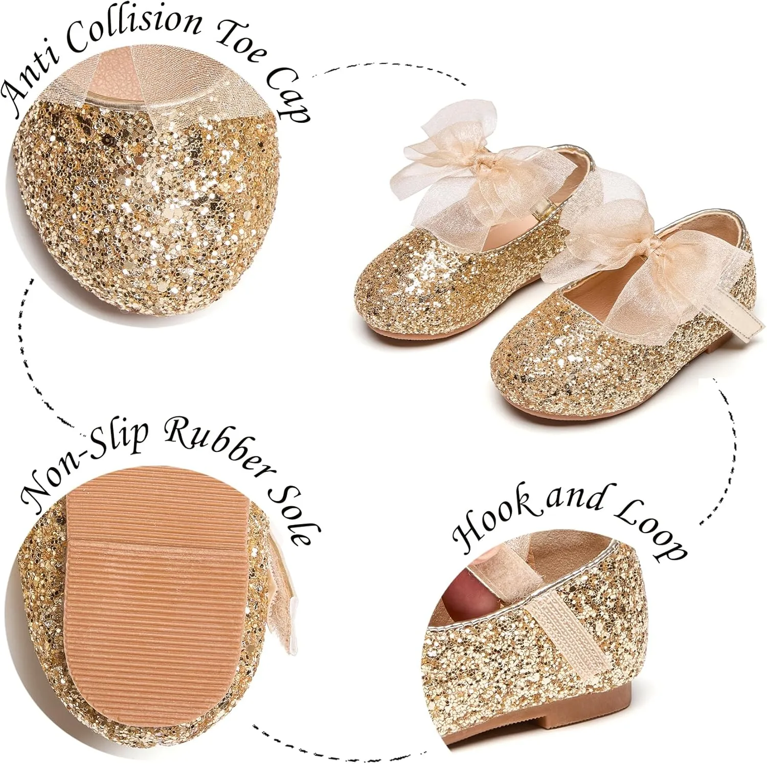 Toddler Ballet Flats for Girls - Princess Party Shoes Wedding & Dress