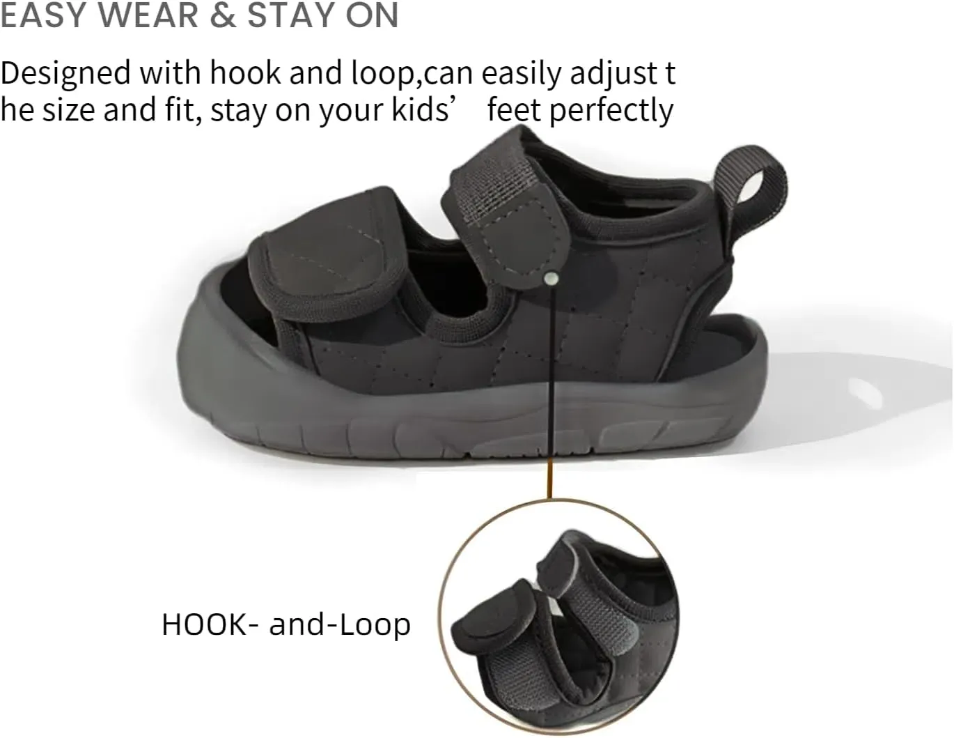 Toddler Boys Girls Summer Adjustable Sandals Lightweight Closed-Toe Anti-Slip Rubber Sole Sandal Baby First Walking Shoes Size 4-9
