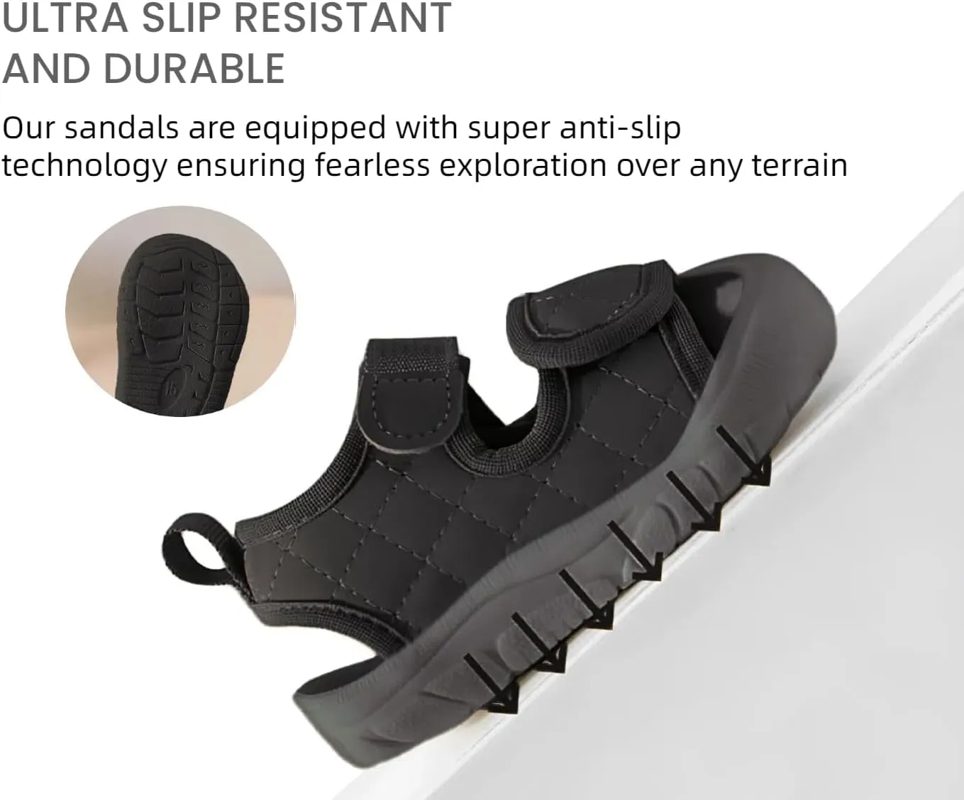 Toddler Boys Girls Summer Adjustable Sandals Lightweight Closed-Toe Anti-Slip Rubber Sole Sandal Baby First Walking Shoes Size 4-9