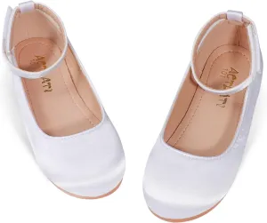 Toddler Flower Girl Dress Shoes – Soft Satin Little Girl Ballet Flats for Weddings, Parties & School – Comfortable & Elegant