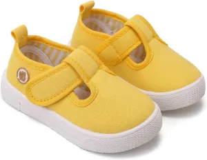 Toddler Girls T-Strap Canvas Sneakers for Little Kids Classical Comfortable Mary Jane Canvas Flats, Non-Slip Casual Canvas Sneaker for Girls
