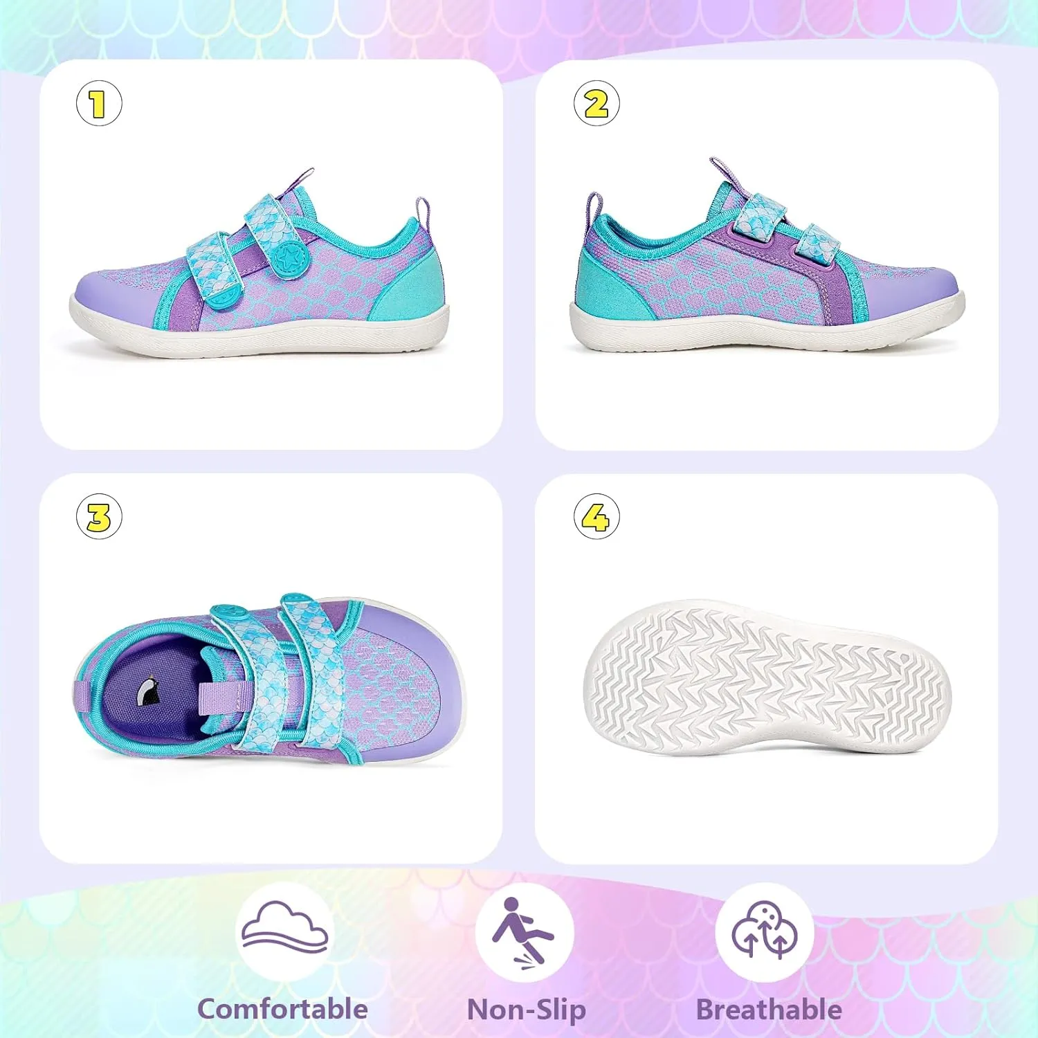 Toddler Shoes Boys Girls, Kids Wide Toe Box Barefoot Shoes Breathable Lightweight Zero Drop Non-Slip Tennis Sneakers for Toddler/Little Kid/Big Kid