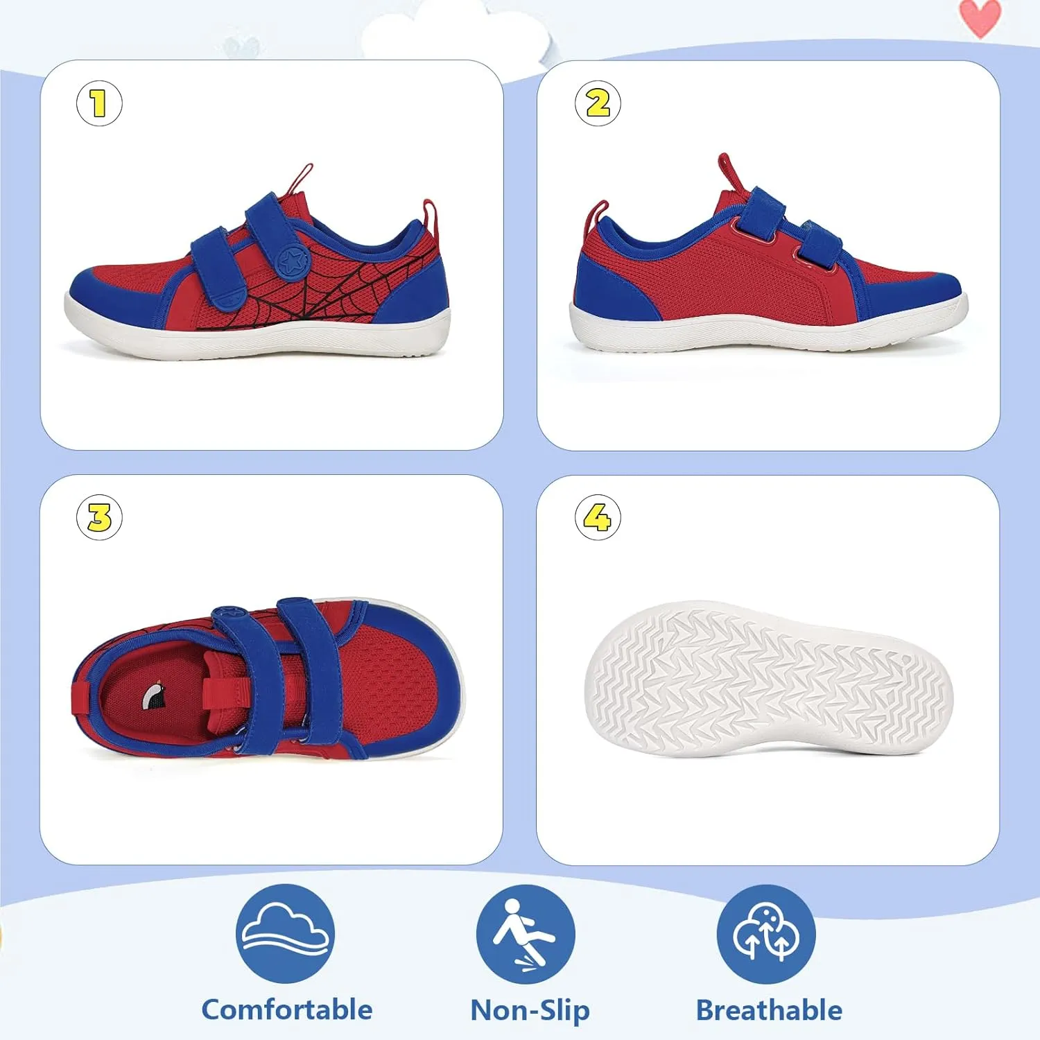 Toddler Shoes Boys Girls, Kids Wide Toe Box Barefoot Shoes Breathable Lightweight Zero Drop Non-Slip Tennis Sneakers for Toddler/Little Kid/Big Kid