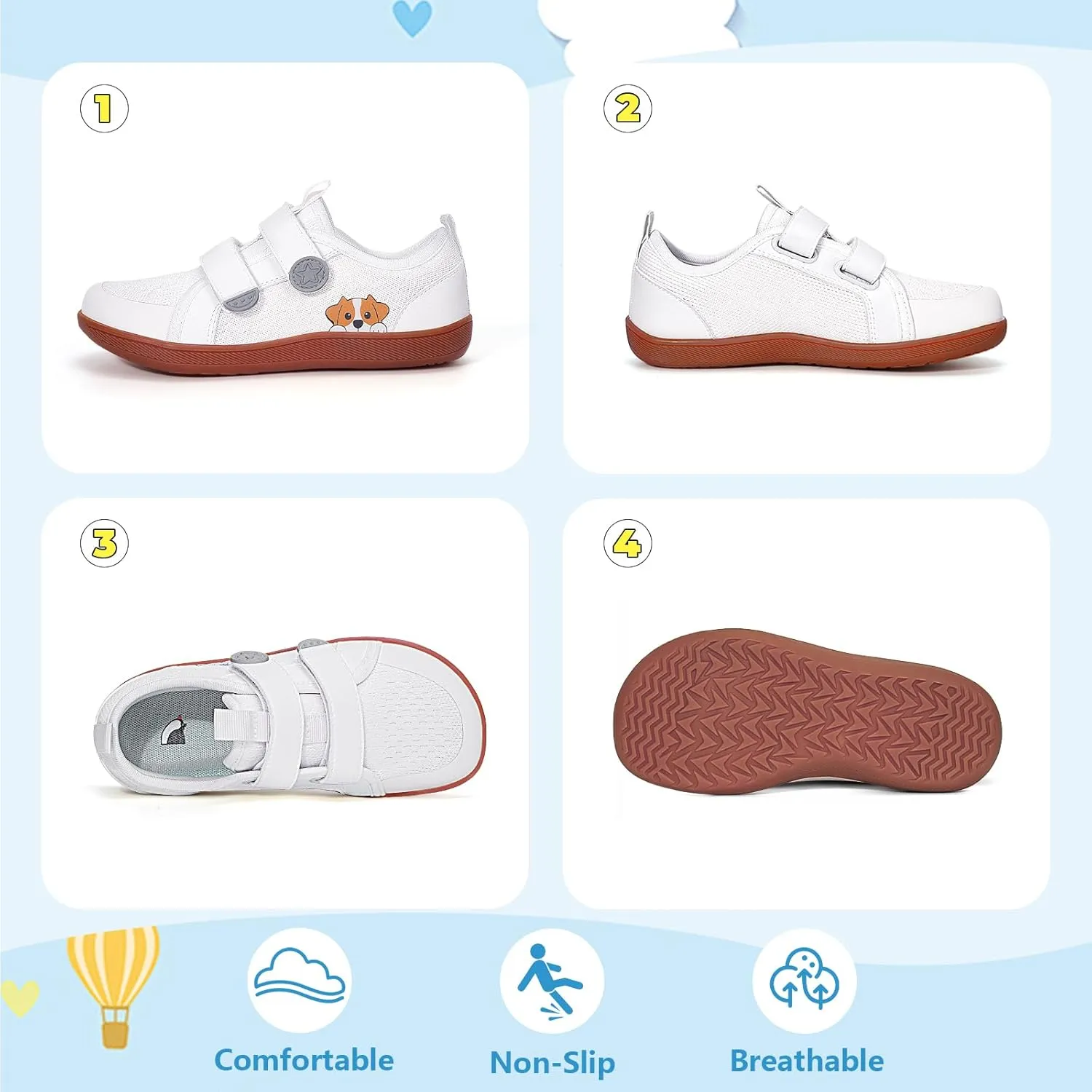 Toddler Shoes Boys Girls, Kids Wide Toe Box Barefoot Shoes Breathable Lightweight Zero Drop Non-Slip Tennis Sneakers for Toddler/Little Kid/Big Kid