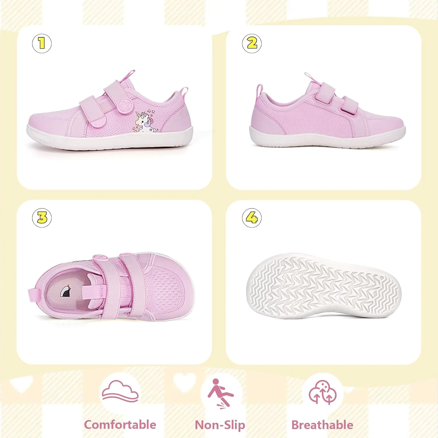 Toddler Shoes Boys Girls, Kids Wide Toe Box Barefoot Shoes Breathable Lightweight Zero Drop Non-Slip Tennis Sneakers for Toddler/Little Kid/Big Kid