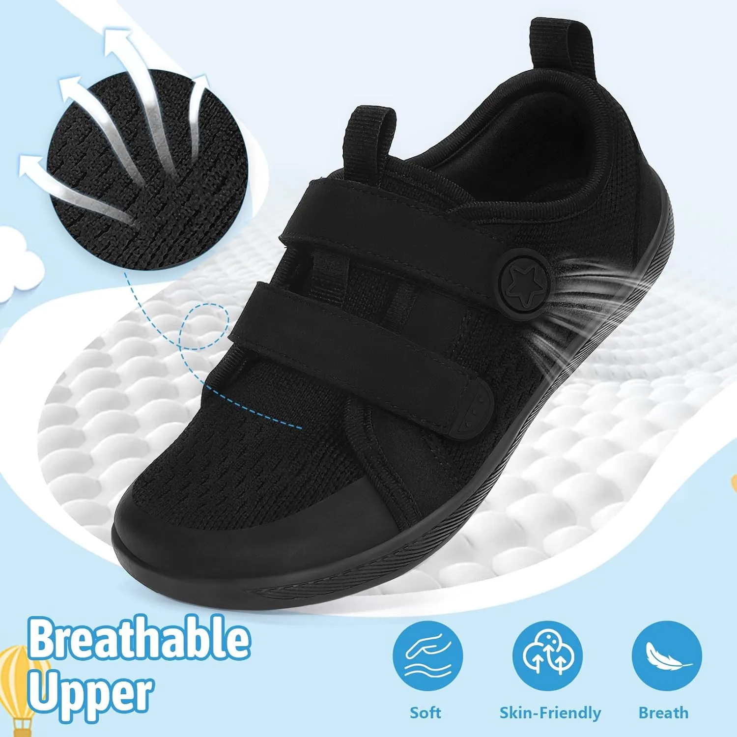 Toddler Shoes Boys Girls, Kids Wide Toe Box Barefoot Shoes Breathable Lightweight Zero Drop Non-Slip Tennis Sneakers for Toddler/Little Kid/Big Kid