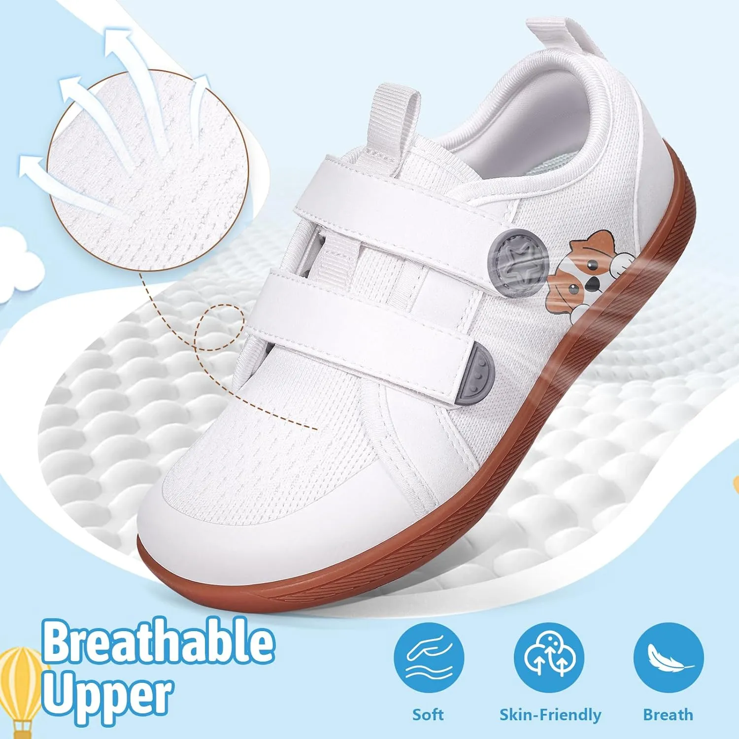 Toddler Shoes Boys Girls, Kids Wide Toe Box Barefoot Shoes Breathable Lightweight Zero Drop Non-Slip Tennis Sneakers for Toddler/Little Kid/Big Kid