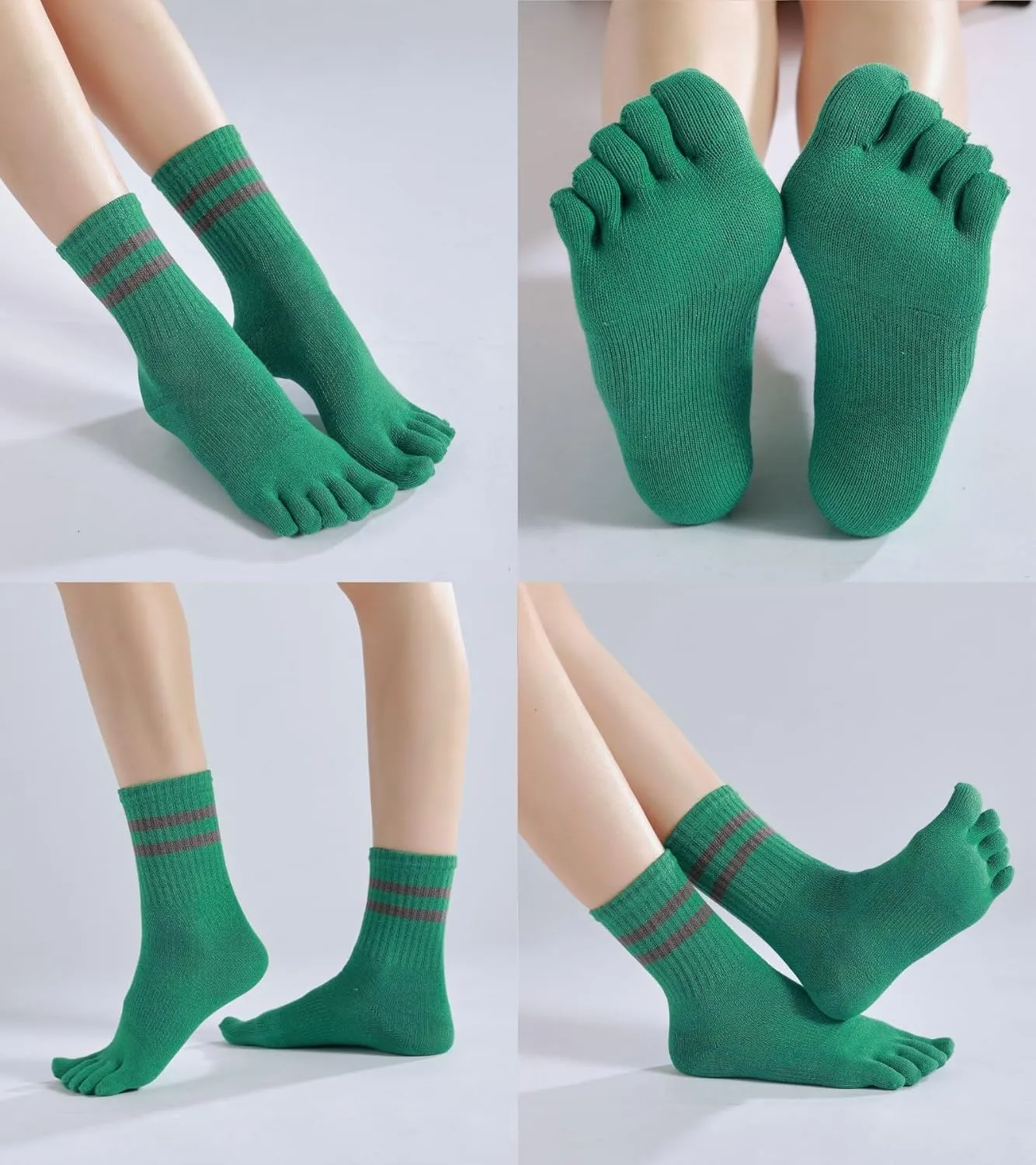 Toe Socks Five Finger Split Athletic Running Crew Cotton for Women 3 Pairs
