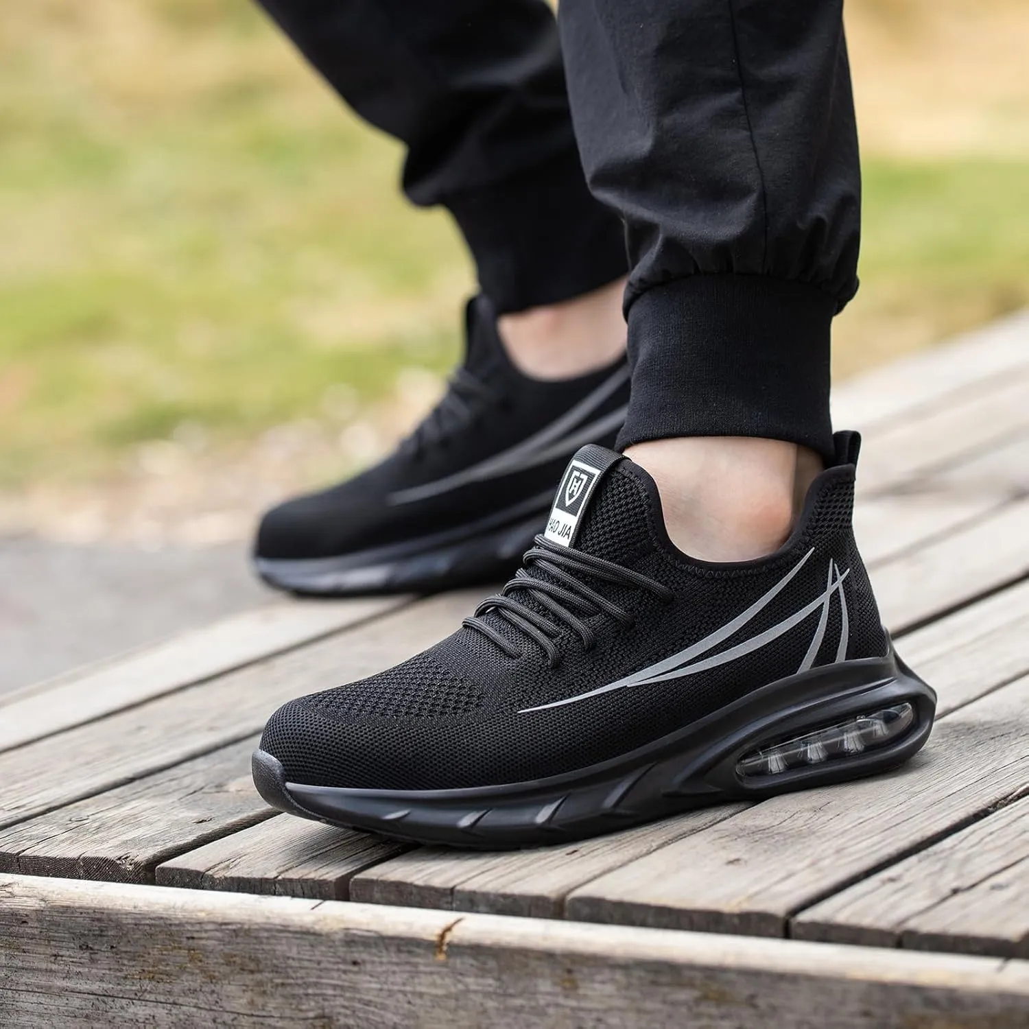 Tongzone Steel Toe Shoes for Women Men Safety Air Cushion Lightweight Sneakers Slip Resistant Industrial and Construction Work Shoes