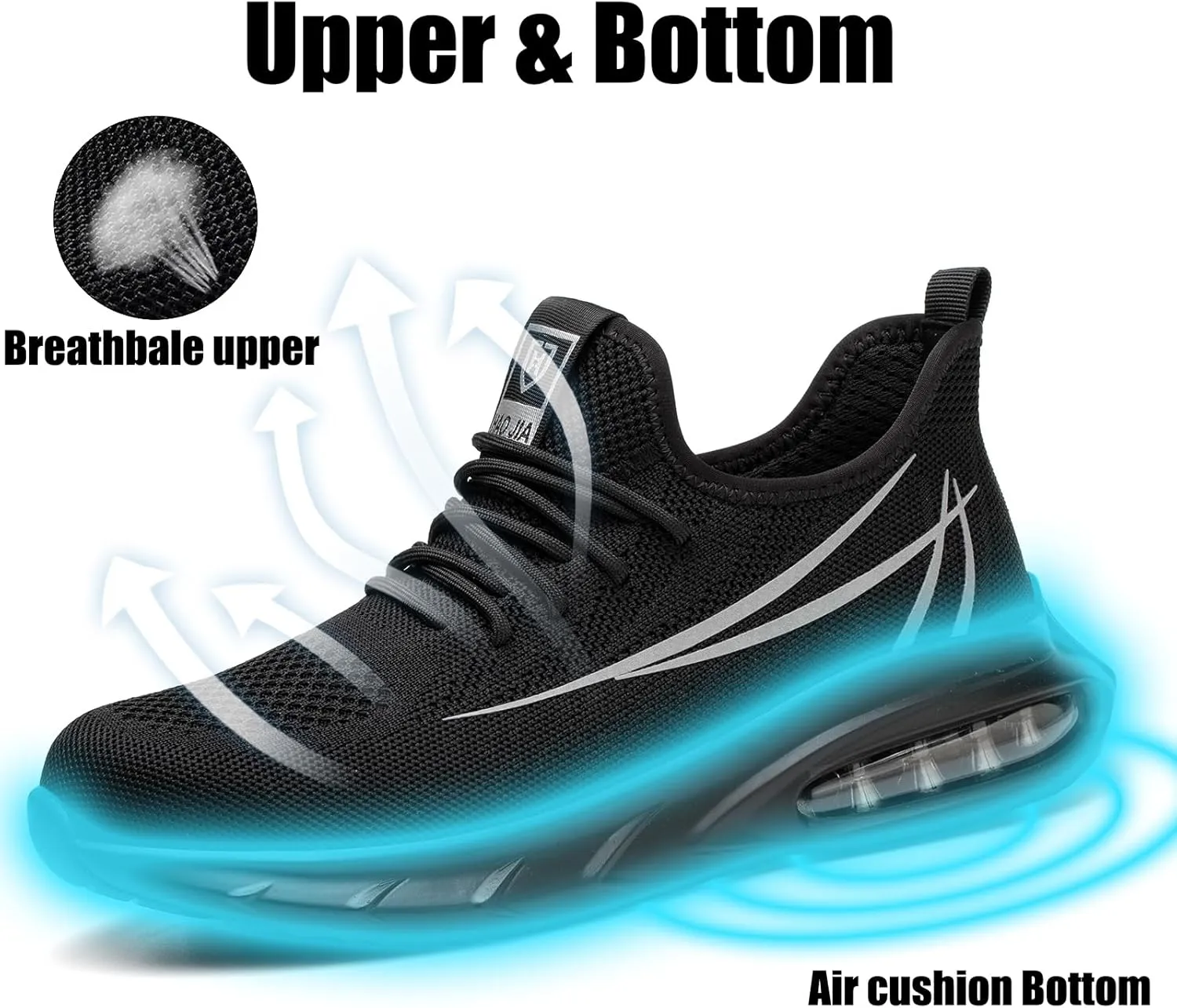 Tongzone Steel Toe Shoes for Women Men Safety Air Cushion Lightweight Sneakers Slip Resistant Industrial and Construction Work Shoes