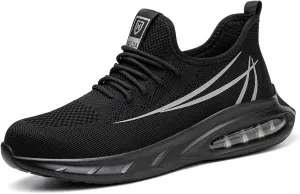 Tongzone Steel Toe Shoes for Women Men Safety Air Cushion Lightweight Sneakers Slip Resistant Industrial and Construction Work Shoes