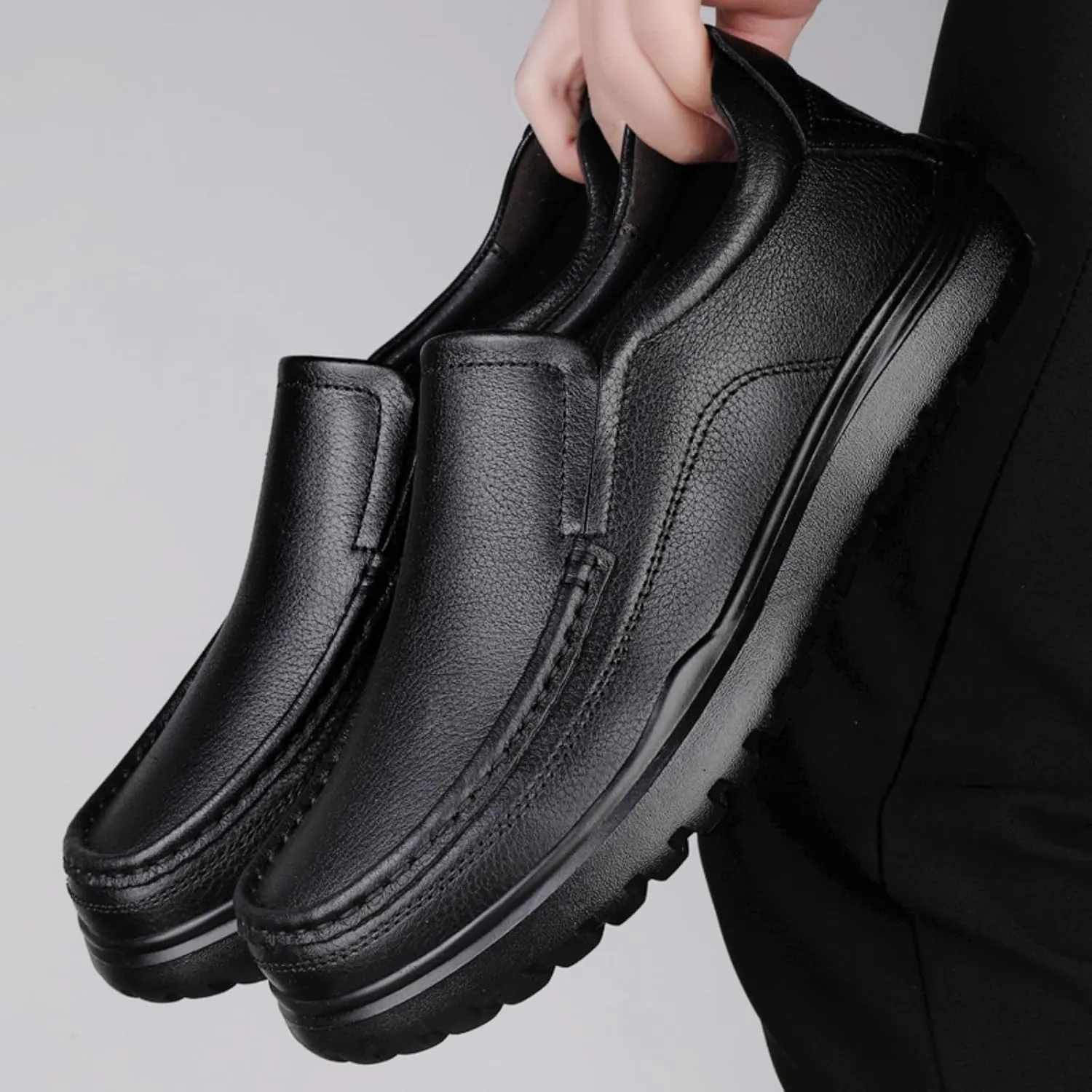 Top - Grain Cowhide Mens Loafers Slip on Shoes Casual Comfort Soft Moccasin Daily Flats Driving Walking Shoes Lightweight