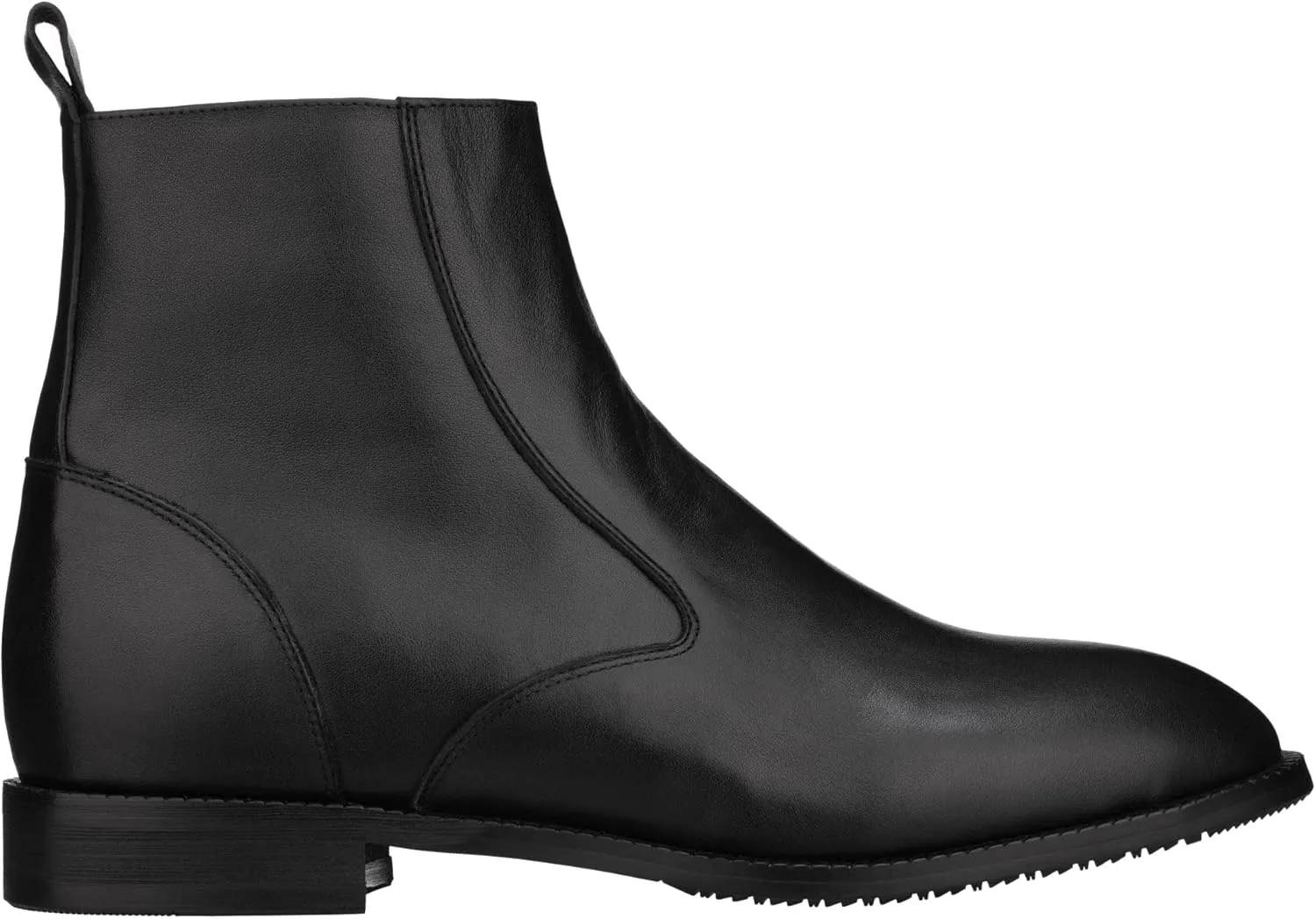 TOTO Men's Invisible Height Increasing Elevator Shoes - Black Leather Slip-on Chelsea Boots - 2.6 Inches Taller - K33092 - Size 9 D(M) US