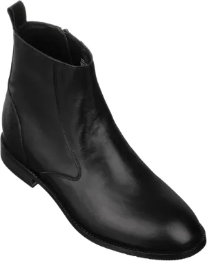 TOTO Men's Invisible Height Increasing Elevator Shoes - Black Leather Slip-on Chelsea Boots - 2.6 Inches Taller - K33092 - Size 9 D(M) US