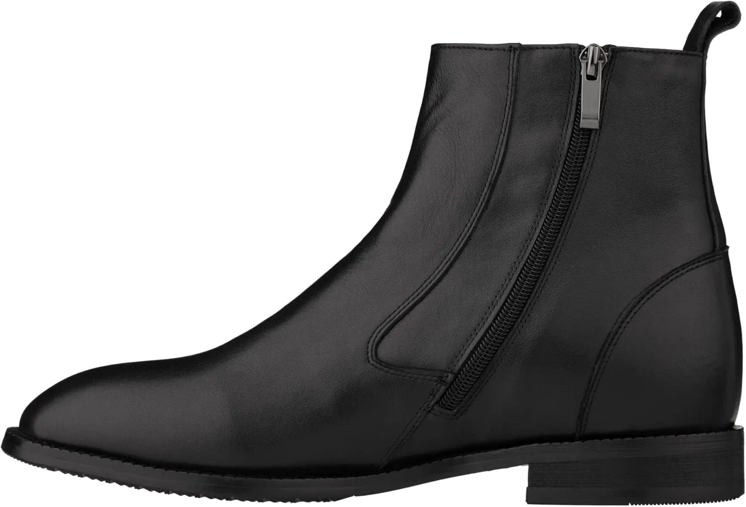 TOTO Men's Invisible Height Increasing Elevator Shoes - Black Leather Slip-on Chelsea Boots - 2.6 Inches Taller - K33092 - Size 9 D(M) US