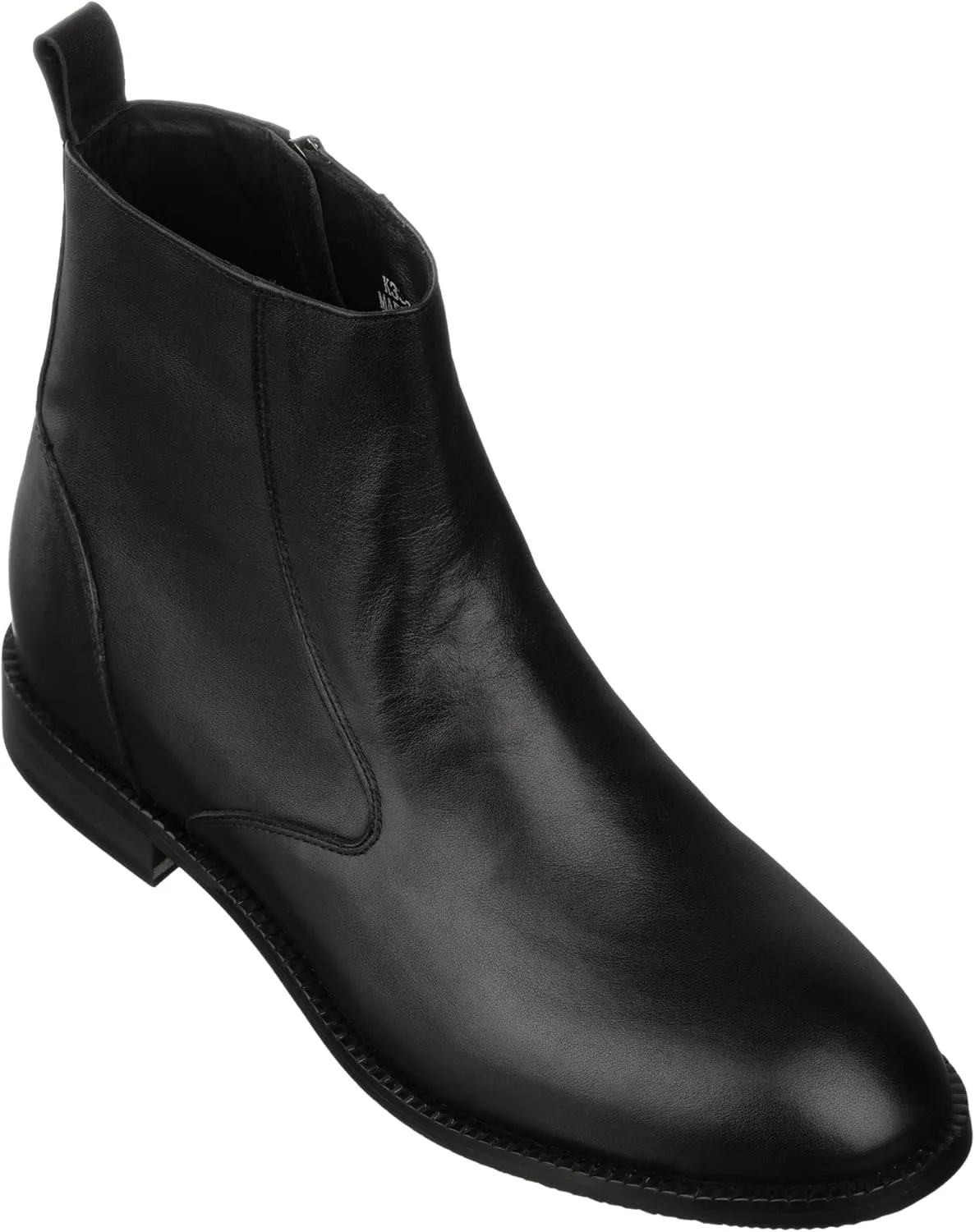 TOTO Men's Invisible Height Increasing Elevator Shoes - Black Leather Slip-on Chelsea Boots - 2.6 Inches Taller - K33092 - Size 9 D(M) US
