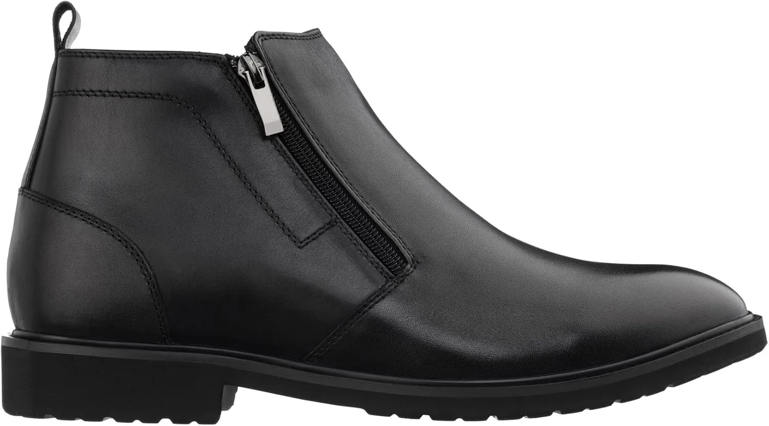 TOTO Men's Invisible Height Increasing Elevator Shoes - Black Premium Leather Ankle Zipper Boots - 2.8 Inches Taller - YH7105 - Size 8 D(M) US