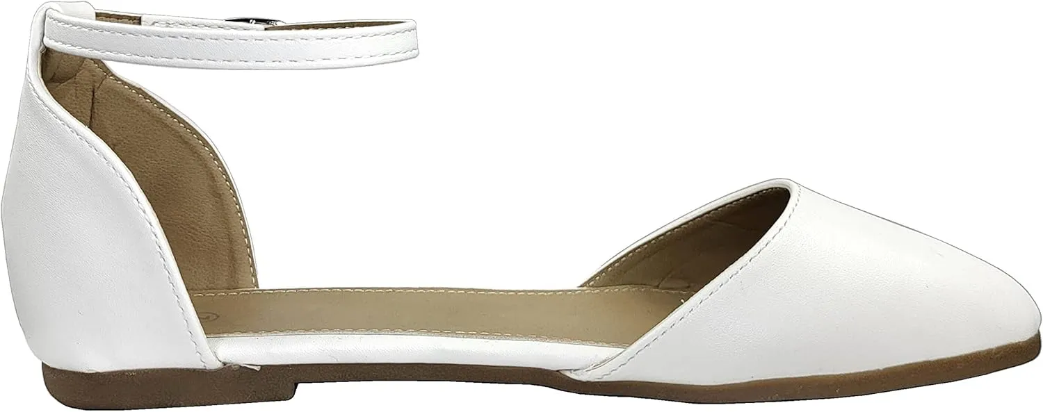 TruFox Womens Flat Ankle Strap D'Orsay Ballet Flat