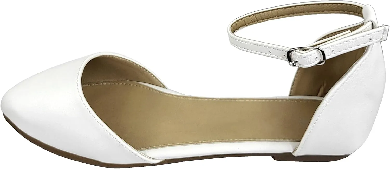 TruFox Womens Flat Ankle Strap D'Orsay Ballet Flat