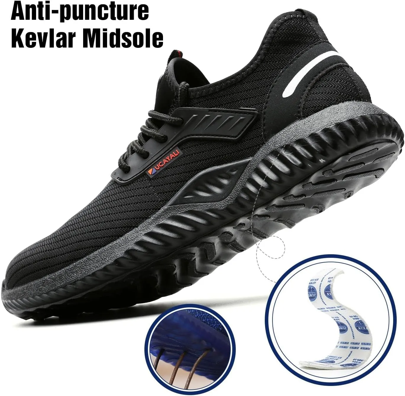 UCAYALI Men's Women's Safety Shoes Steel Toe Work Sneakers Breathable Lightweight Construction Shoes Mesh