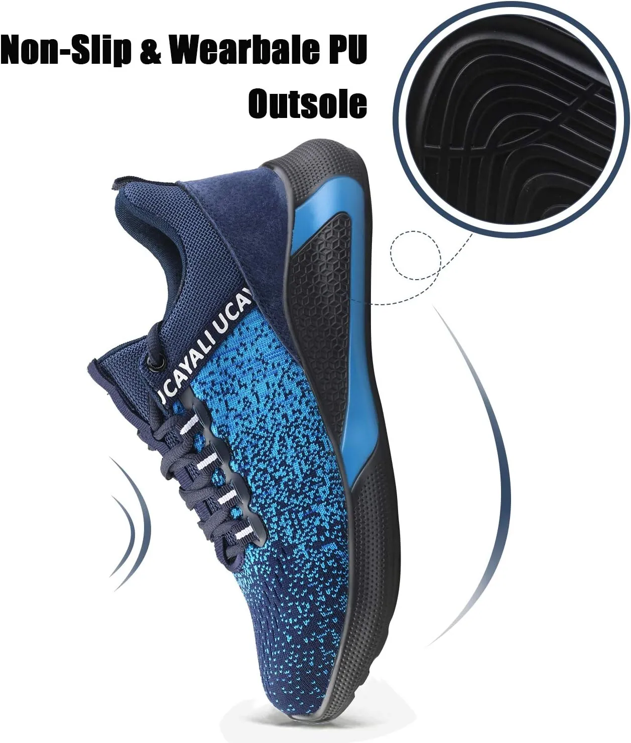 UCAYALI Men's Women's Safety Shoes Steel Toe Work Sneakers Breathable Lightweight Construction Shoes Mesh