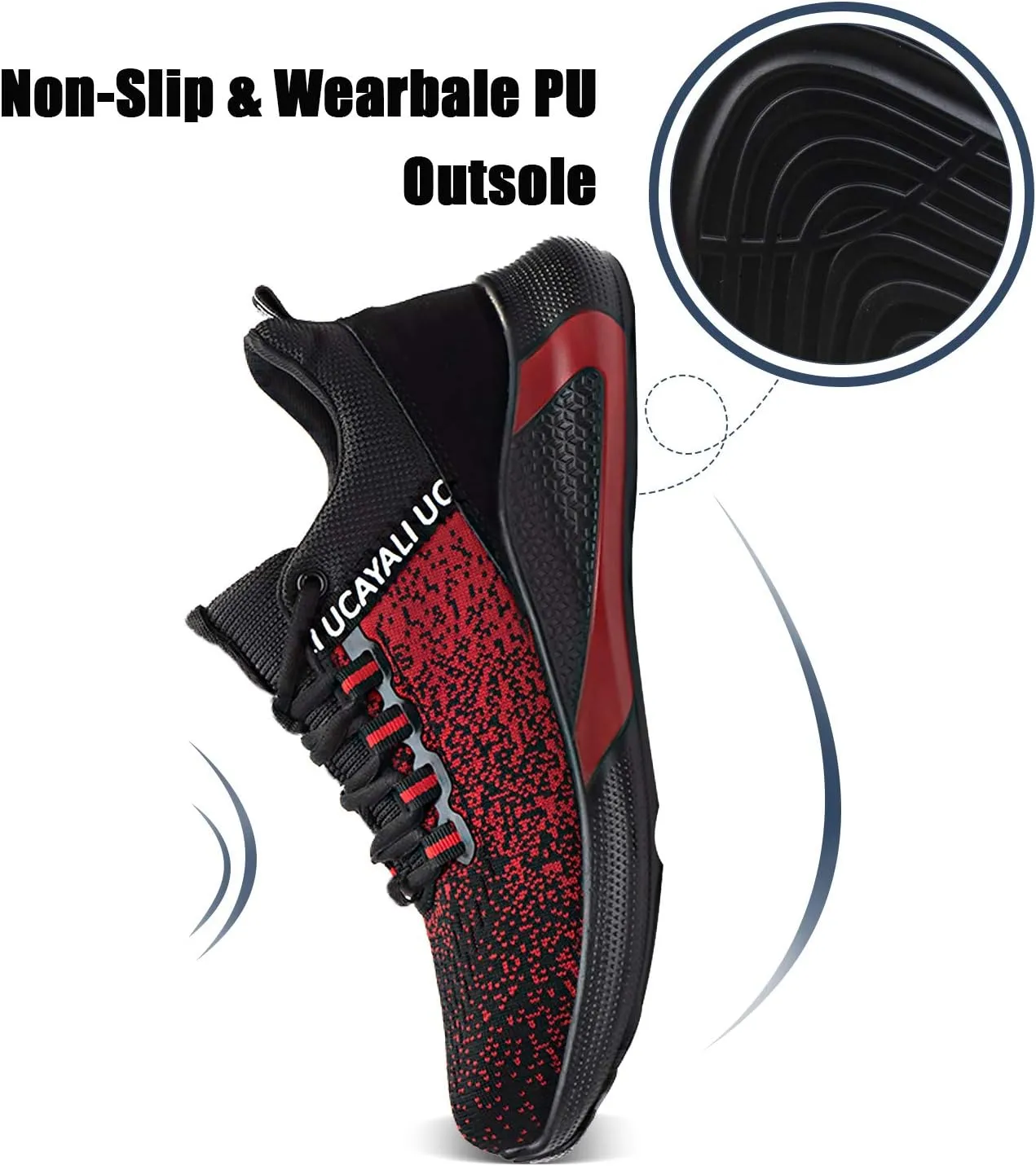 UCAYALI Men's Women's Safety Shoes Steel Toe Work Sneakers Breathable Lightweight Construction Shoes Mesh