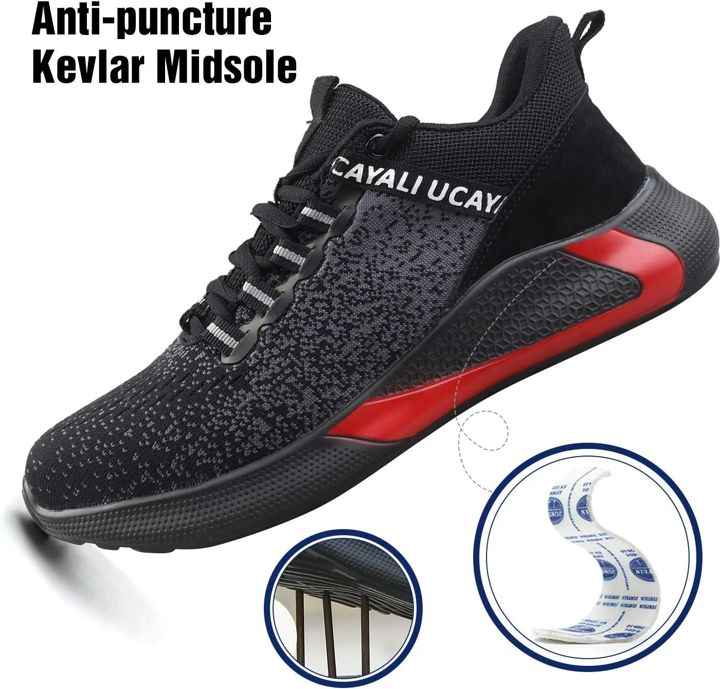 UCAYALI Men's Women's Safety Shoes Steel Toe Work Sneakers Breathable Lightweight Construction Shoes Mesh