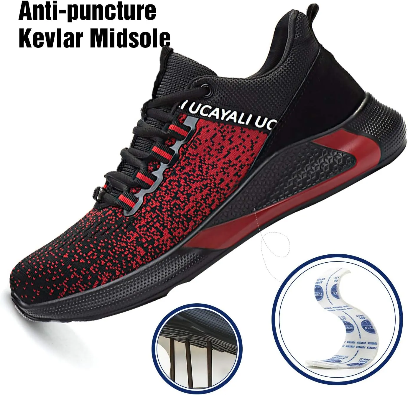 UCAYALI Men's Women's Safety Shoes Steel Toe Work Sneakers Breathable Lightweight Construction Shoes Mesh