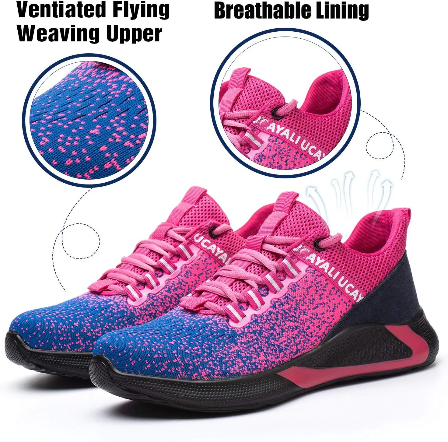 UCAYALI Men's Women's Safety Shoes Steel Toe Work Sneakers Breathable Lightweight Construction Shoes Mesh