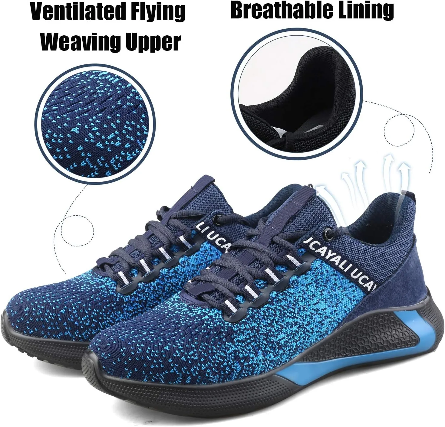 UCAYALI Men's Women's Safety Shoes Steel Toe Work Sneakers Breathable Lightweight Construction Shoes Mesh