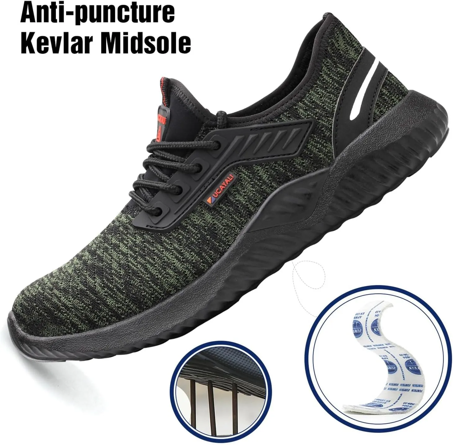 UCAYALI Men's Women's Safety Shoes Steel Toe Work Sneakers Breathable Lightweight Construction Shoes Mesh