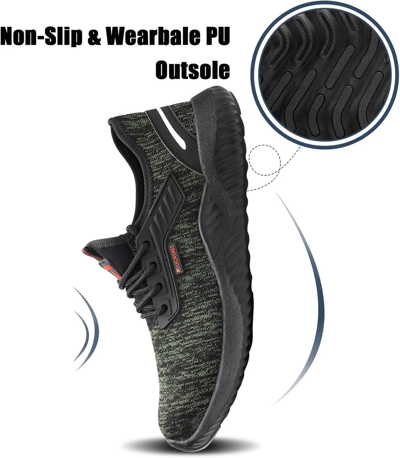 UCAYALI Men's Women's Safety Shoes Steel Toe Work Sneakers Breathable Lightweight Construction Shoes Mesh