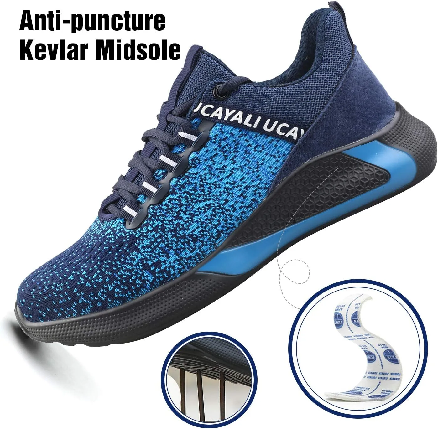 UCAYALI Men's Women's Safety Shoes Steel Toe Work Sneakers Breathable Lightweight Construction Shoes Mesh