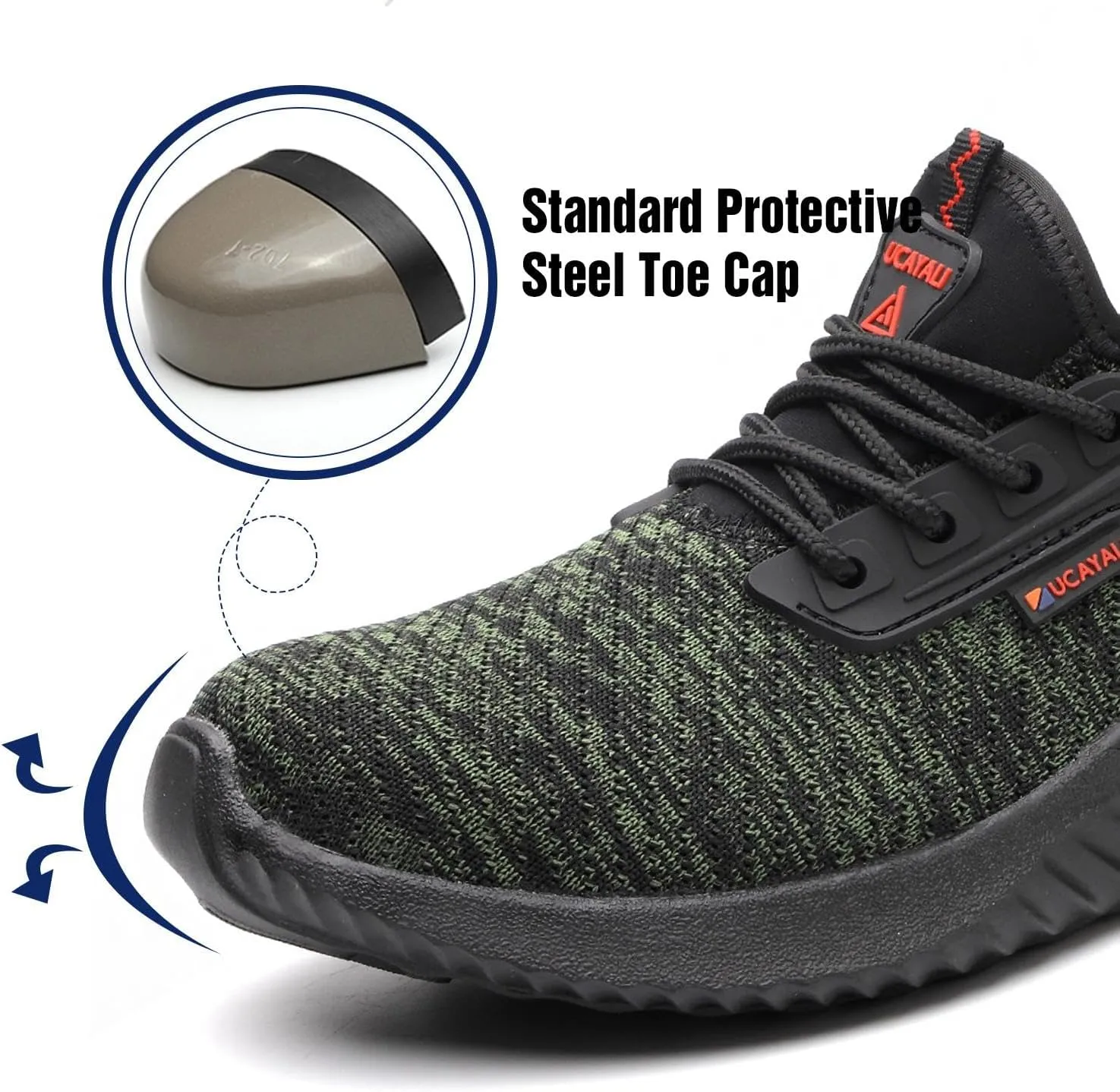 UCAYALI Men's Women's Safety Shoes Steel Toe Work Sneakers Breathable Lightweight Construction Shoes Mesh