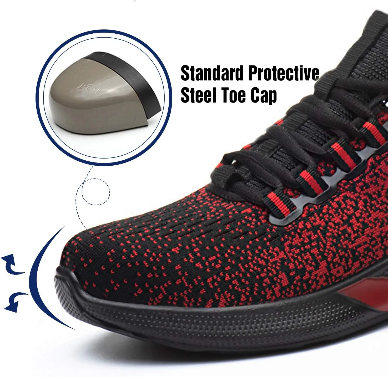 UCAYALI Men's Women's Safety Shoes Steel Toe Work Sneakers Breathable Lightweight Construction Shoes Mesh