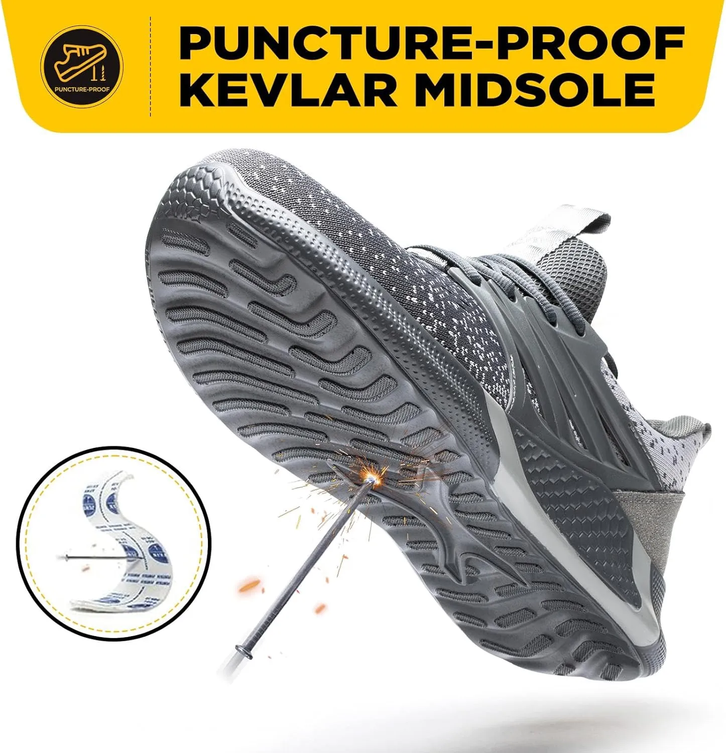 UCAYALI Steel Toe Sneakers for Men Women Lightweight Indestructible Work Shoes Safety Shoes Slip-Resistant Composite Toe Footwear