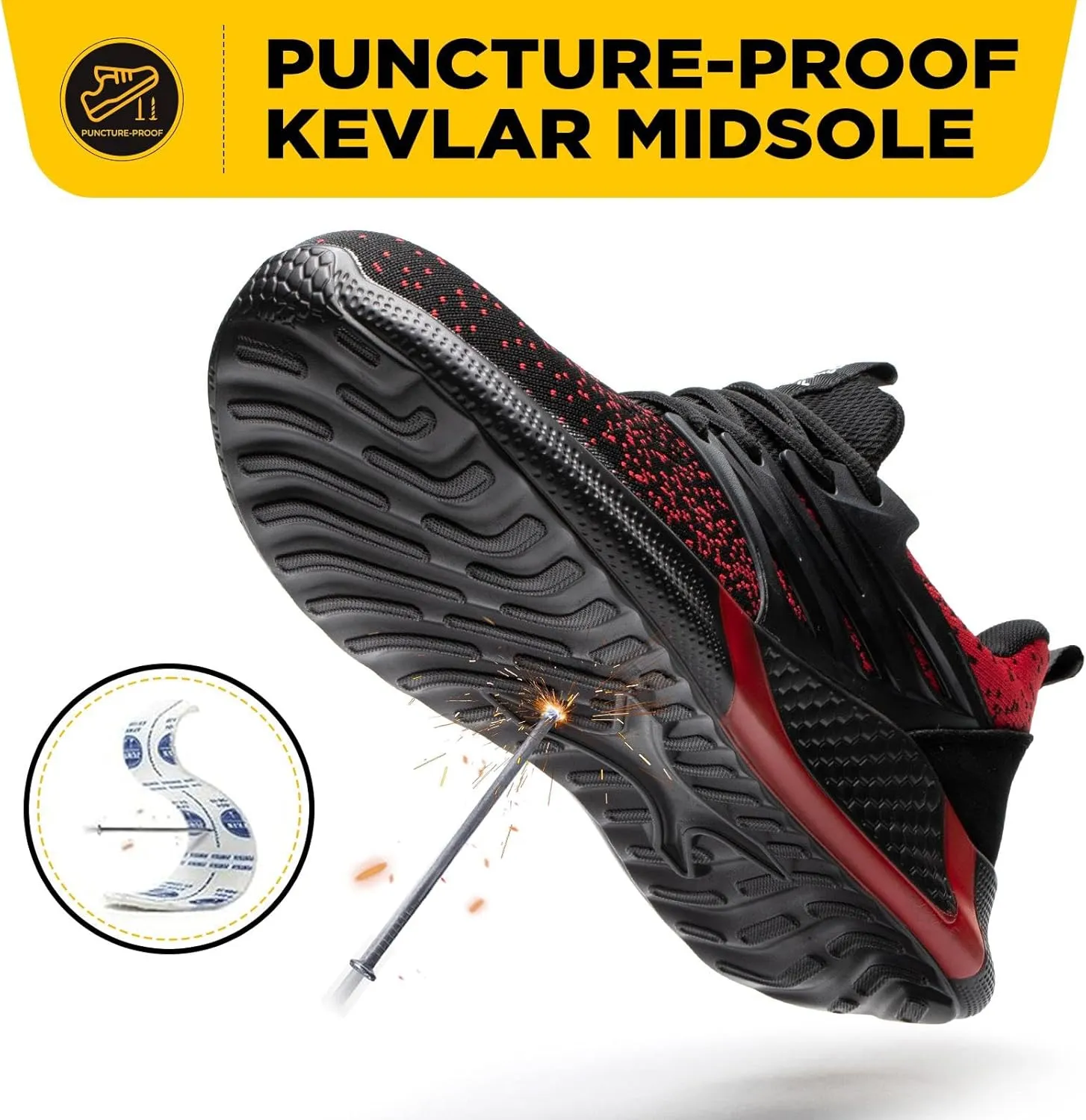 UCAYALI Steel Toe Sneakers for Men Women Lightweight Indestructible Work Shoes Safety Shoes Slip-Resistant Composite Toe Footwear