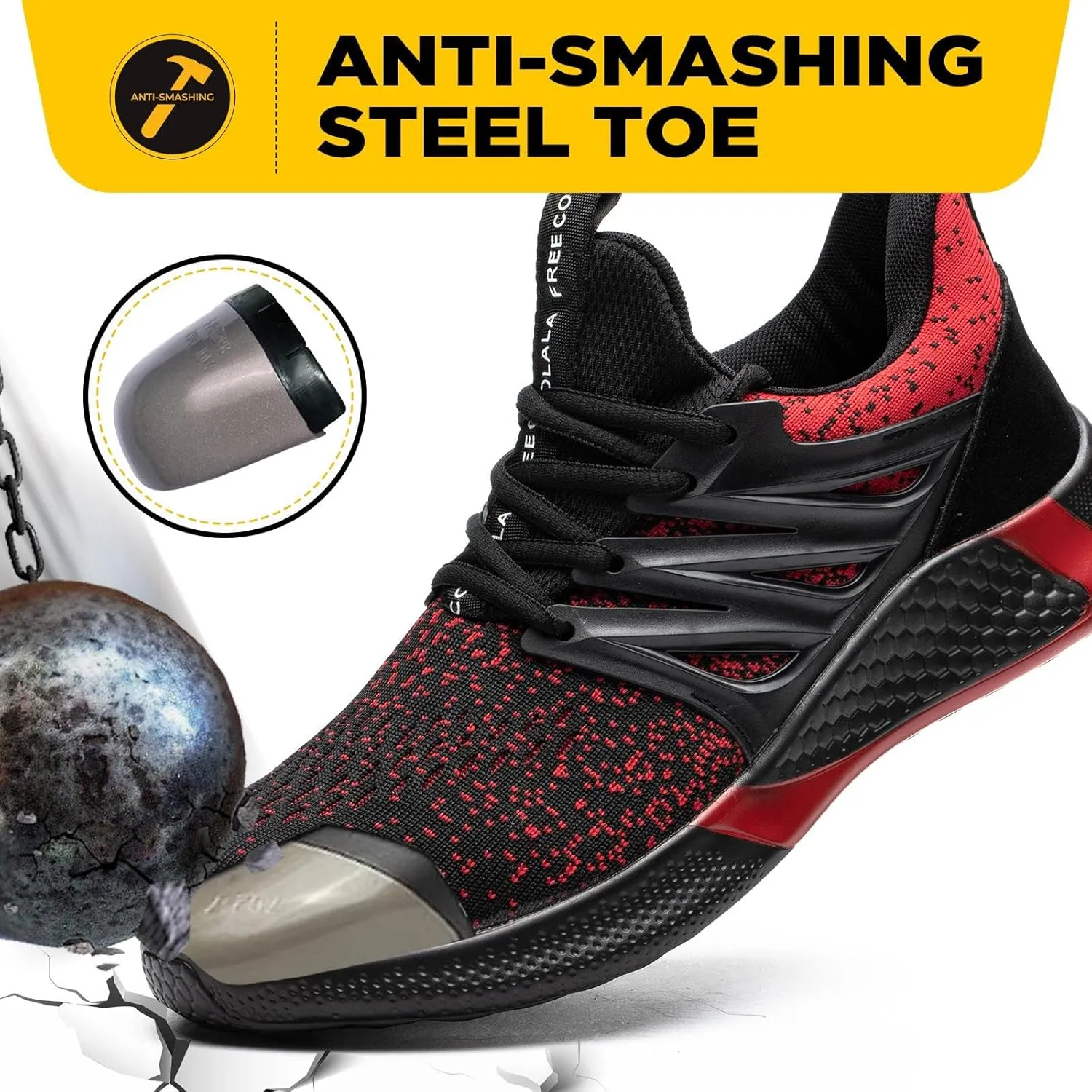 UCAYALI Steel Toe Sneakers for Men Women Lightweight Indestructible Work Shoes Safety Shoes Slip-Resistant Composite Toe Footwear