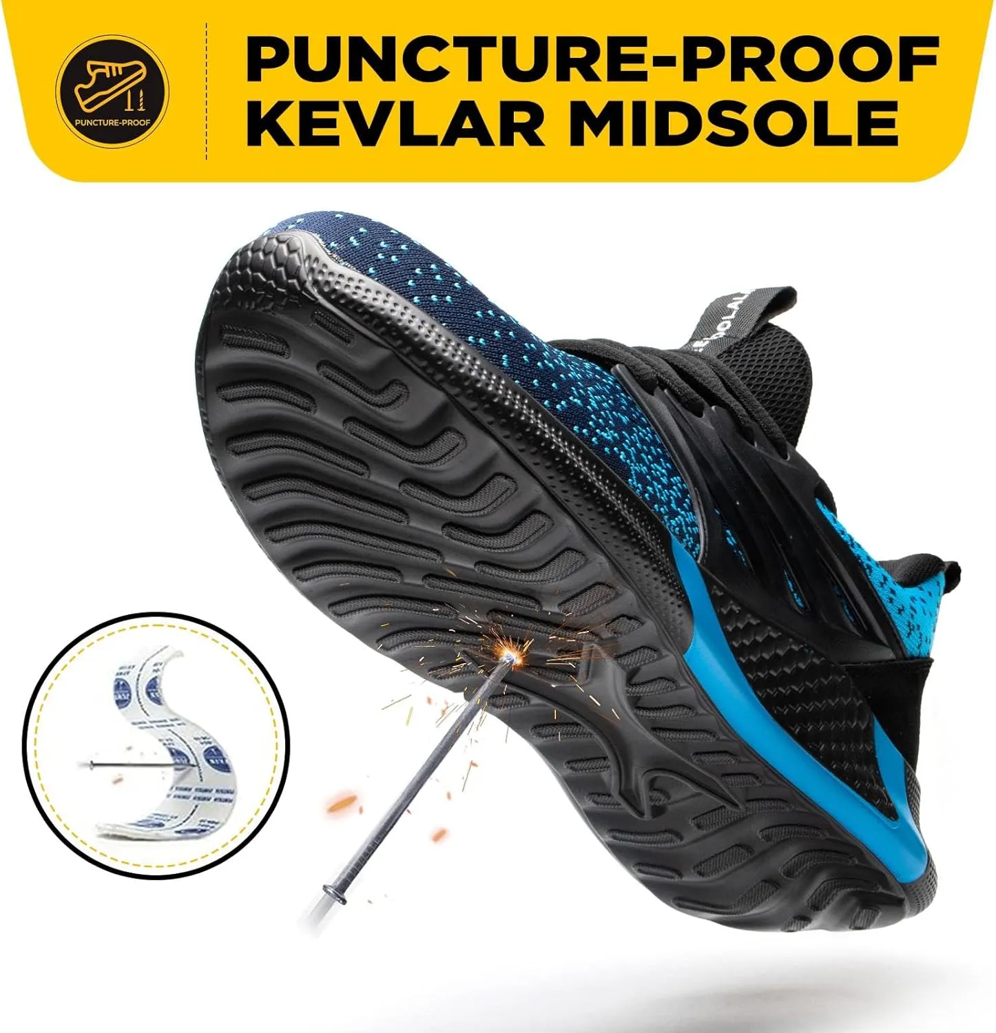 UCAYALI Steel Toe Sneakers for Men Women Lightweight Indestructible Work Shoes Safety Shoes Slip-Resistant Composite Toe Footwear