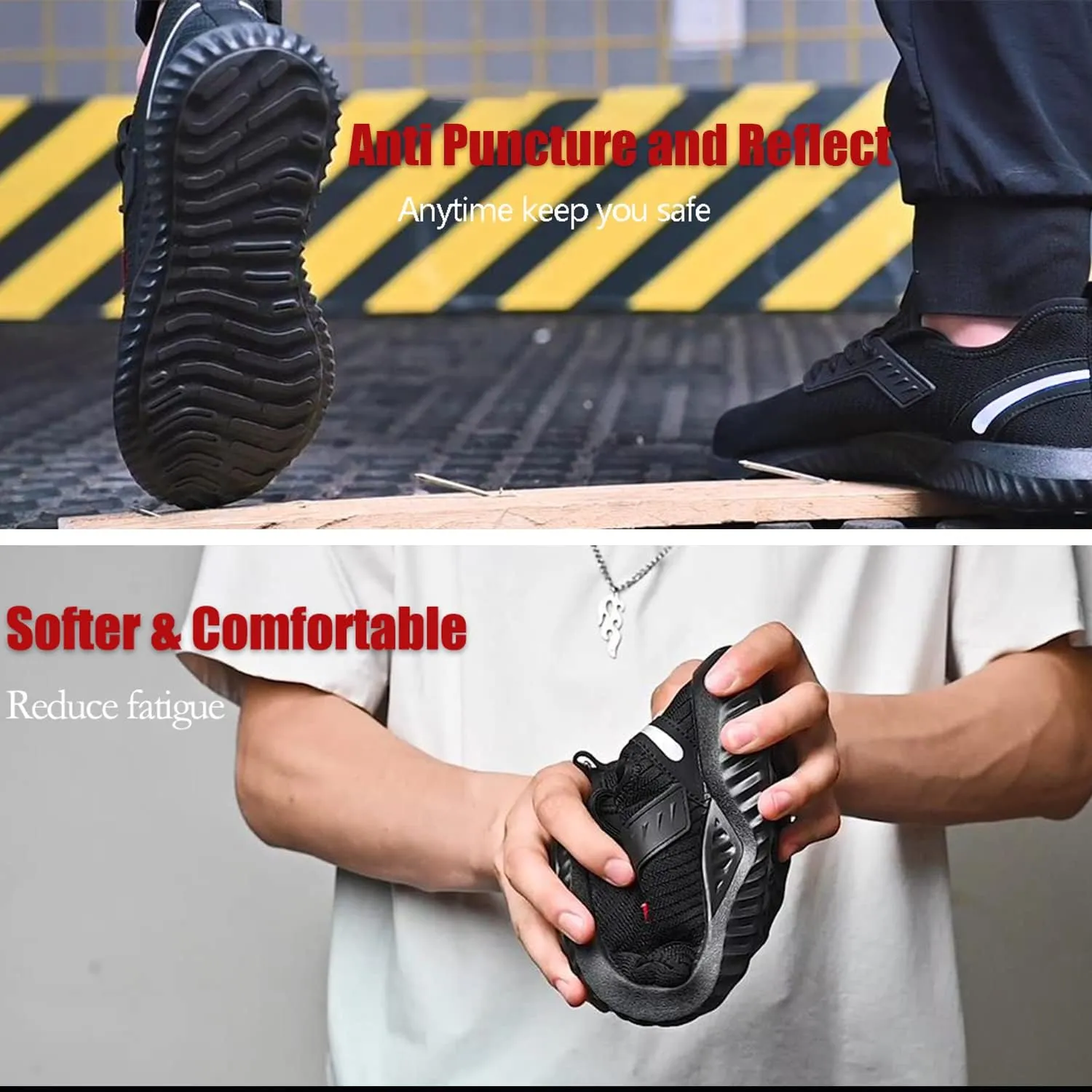 ulogu Steel Toe Shoes for Men Women丨Waterproof Lightweight Roofing Shoe丨Safety Industrial Work Sneakers