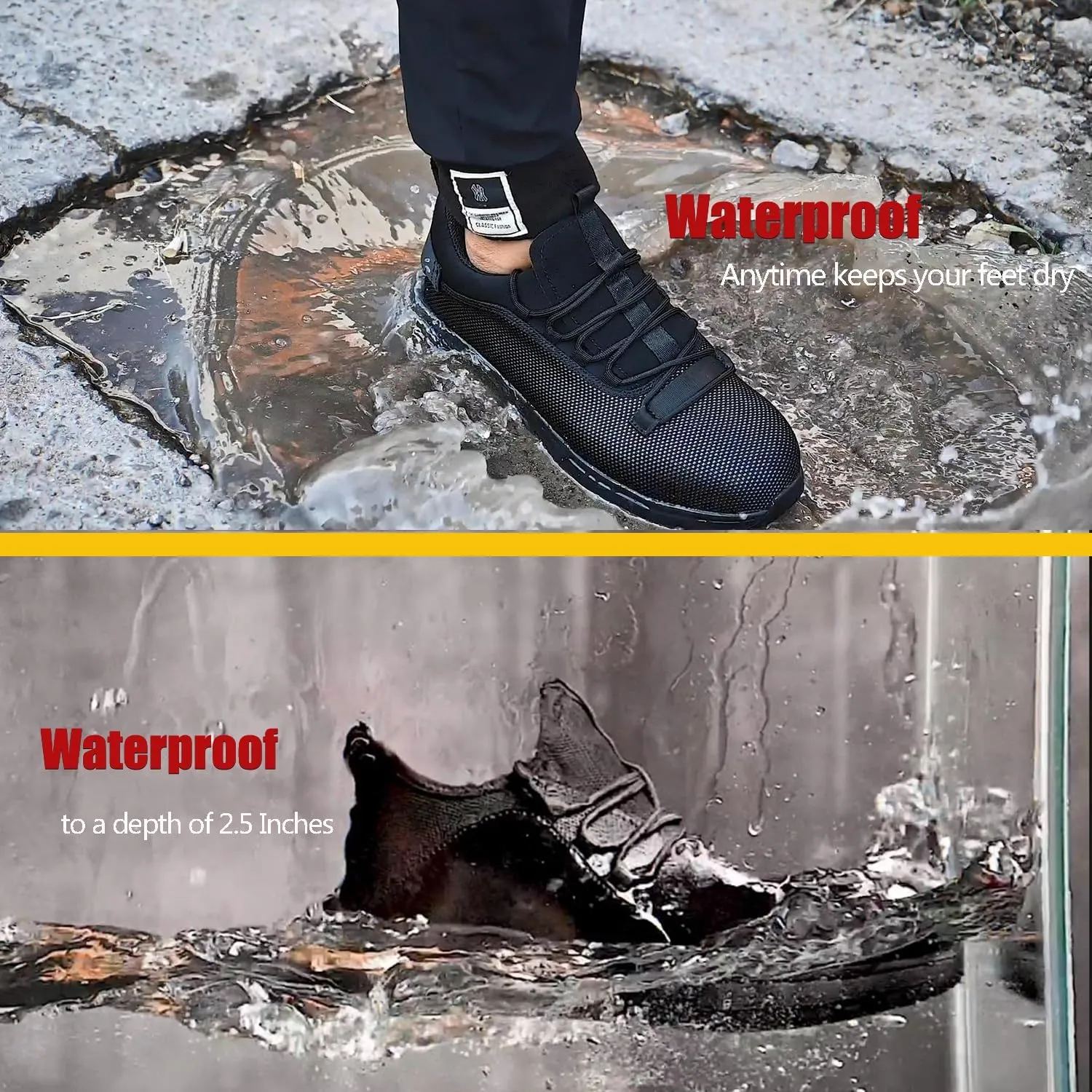 ulogu Steel Toe Shoes for Men Women丨Waterproof Lightweight Roofing Shoe丨Safety Industrial Work Sneakers