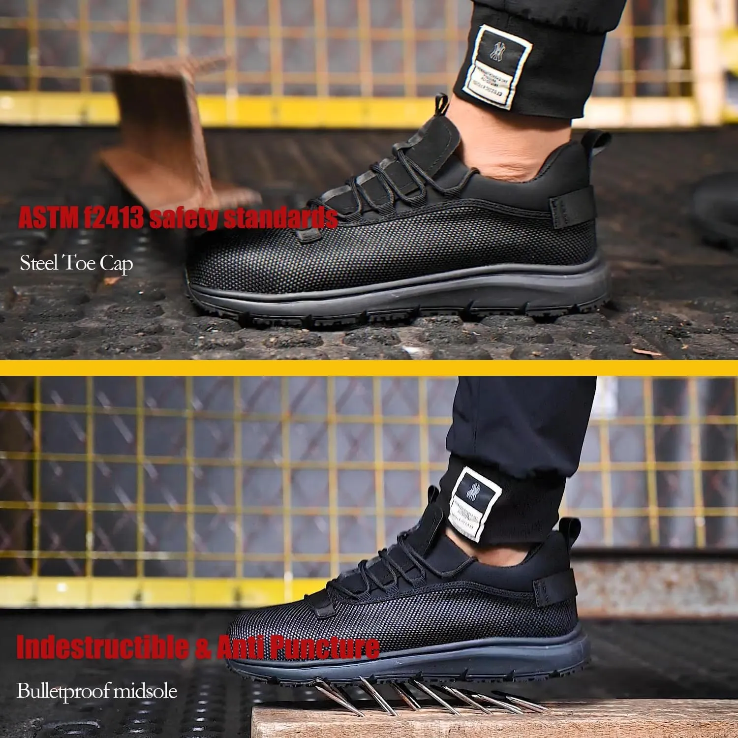 ulogu Steel Toe Shoes for Men Women丨Waterproof Lightweight Roofing Shoe丨Safety Industrial Work Sneakers