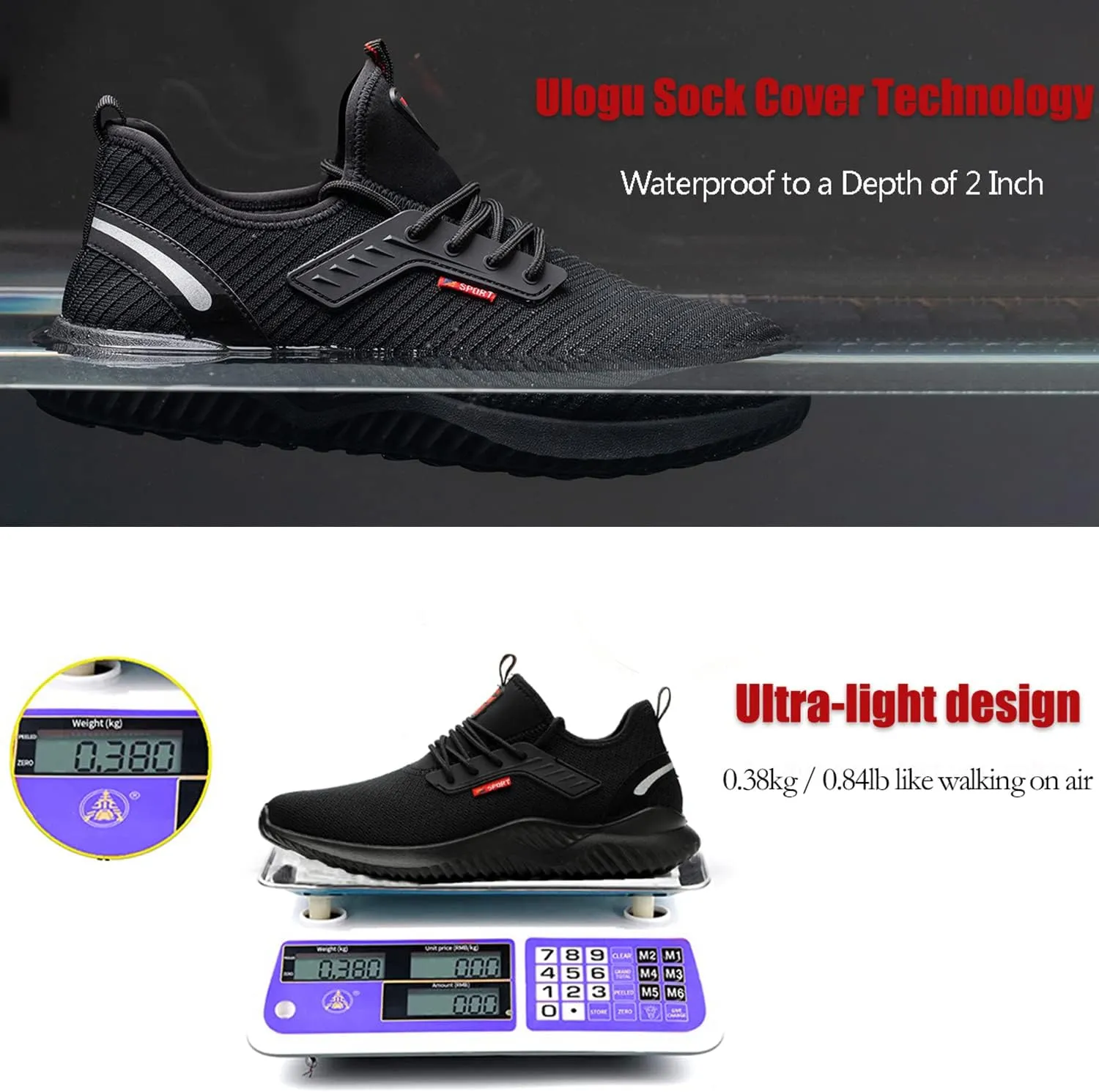 ulogu Steel Toe Shoes for Men Women丨Waterproof Lightweight Roofing Shoe丨Safety Industrial Work Sneakers